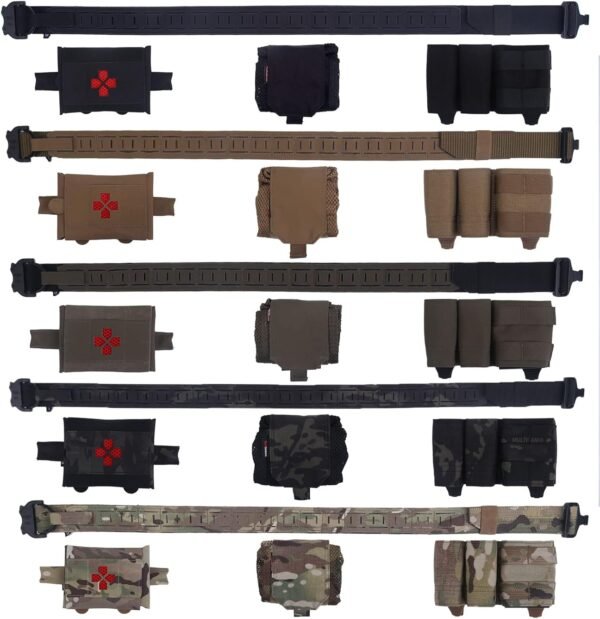 KDTAC 500D Cordura Tactical Battle Belt - Lonin Belt Kit with 3 Pouch Set | Laser-Cut MOLLE-Compatible Webbing | 500D Cordura Fabric | Coyote Brown（CB） - Image 6