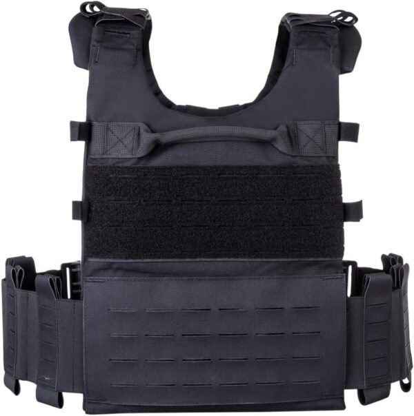 [KDTAC] GTPC2.0 Survival Tactical Vest - MOLLE Padded Shoulder Tech, Back Close-Up, Black (BK) - Rugged Outdoor-Ready System