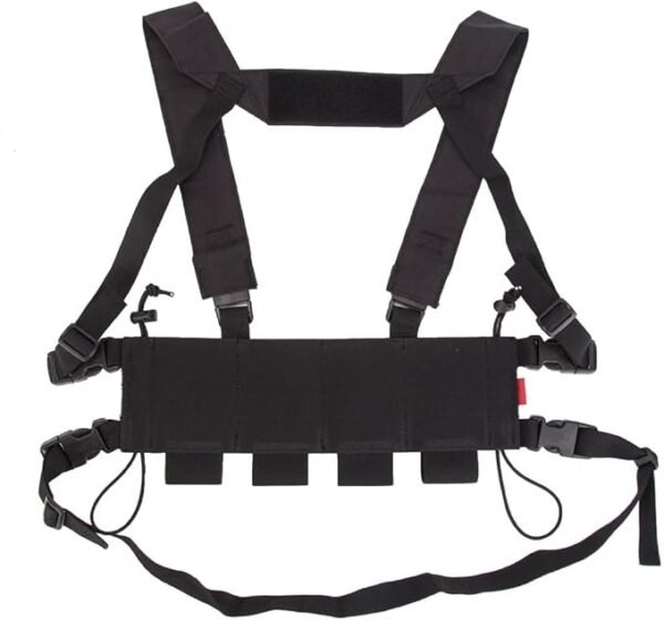 KDTAC Survival Gaming Tactical Vest - Modular Storage System, 500D Cordura Tactical Vest Stealth Black Fabric, Stealth Black | Lightweight & Flexible Chest Harness - Image 2