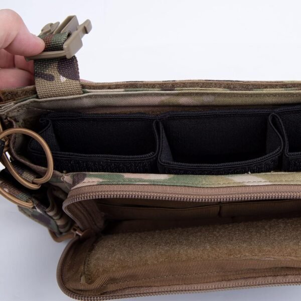 [KDTAC] CRM Longfei Tactical Chest Rig Magazine Compartment Internal View Modular MOLLE System, 500D Nylon Combat Harness with Quick-Access Magazine Pockets for Tactical Reloading & Airsoft Reinforced Storage Design
