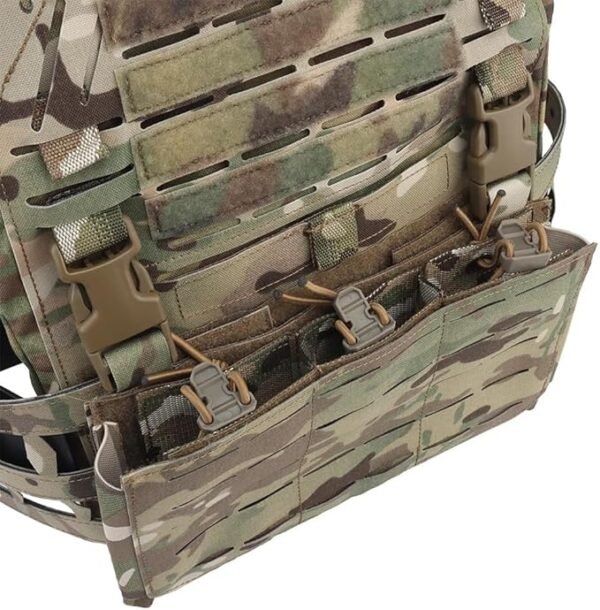 KDTAC 500D Laser-Cut Multicam Tactical Vest – MOLLE Front Panel with Integrated Storage for Phone, Map & Airsoft Tools | Durable Outdoor Combat Gear - Image 4