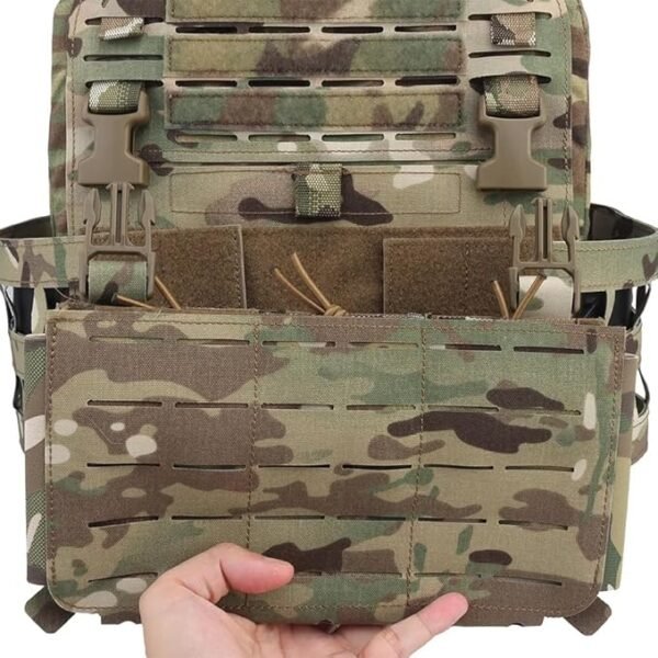 KDTAC 500D Laser-Cut Multicam Tactical Vest – MOLLE Front Panel with Integrated Storage for Phone, Map & Airsoft Tools | Durable Outdoor Combat Gear - Image 3