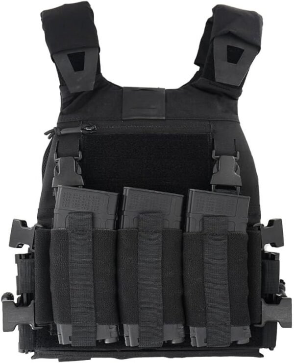 KDTAC-FCSK4.0-Tactical-Plate-Carrier-Front-SWIFT-CLIP-Black-M4-Mag-Pouch-March2025
