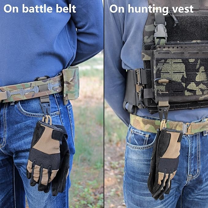 KDTAC Ranger Green Tactical Belt Clip - Heavy-Duty Metal Keychain for Woodland Gear & Outdoor Vest Accessories