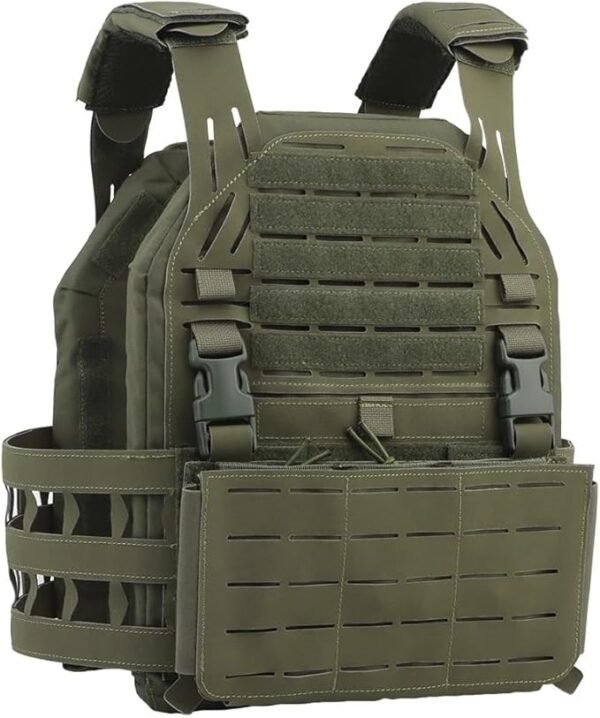 KDTAC Tactical Vest Side Profile - Ranger Green Laser-Cut MOLLE Panel with Ergonomic Waist System & Covert Tool Access