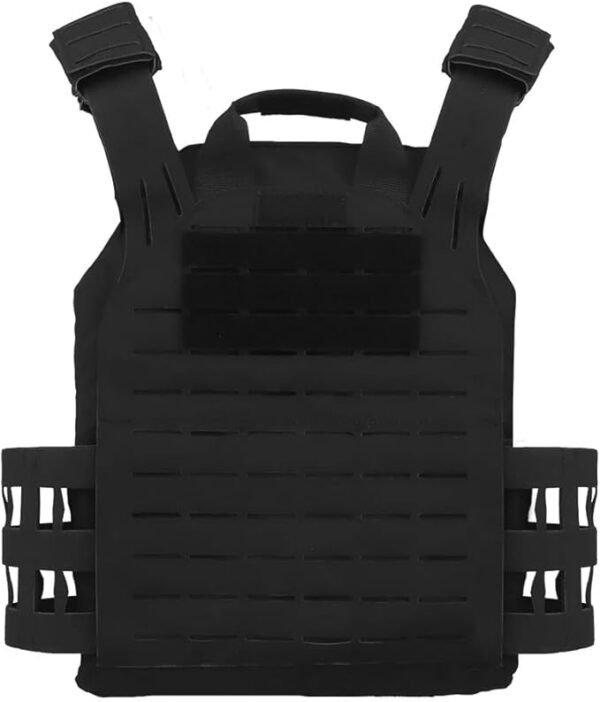 KDTAC Tactical Vest Black Back Panel Close-Up - 500D Laser-Cut Cordura with MIL-SPEC MOLLE Front Plate & HyperVent™ 3.0 Heat Dissipation (2025 Edition)