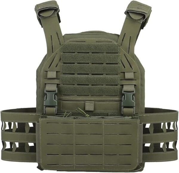 KDTAC Tactical Vest - Ranger Green MOLLE Front Panel with Lightweight Modular Platform for PhoneMap Storage & Tactical Pepper Gun Holder (MIL-SPEC 2025)