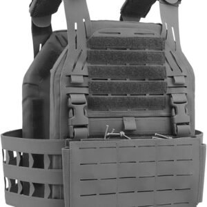 KDTAC Tactical Vest Wolf Grey Side Profile - Laser-Cut Mesh Shoulder Pads with HexFlow™ Ventilation Tech & Ergonomic Load Distribution (2025 MIL-SPEC Edition)